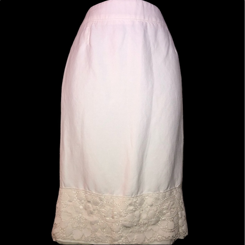 Zara Linen Pencil Skirt with Lace, Sz. 4